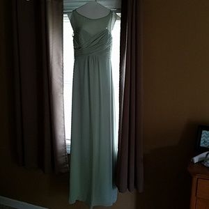 Long sage bridesmaid dress